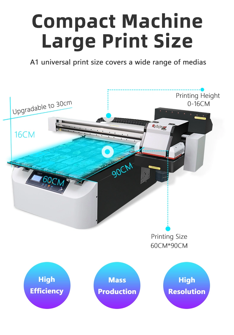 Acrylic Glass Leather PVC Printing Digital Inkjet XP600 A1 A2 A3 6090 UV Flatbed Printer A1